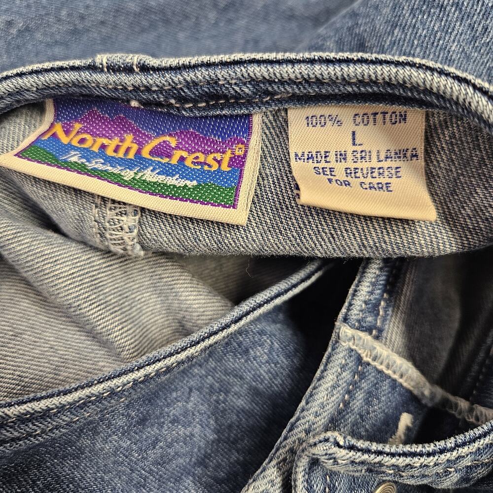 VTG 90s Overall Dress Denim Jean Cargo Blue Sleeveless Grunge Teacher Sz L - Picture 9 of 10